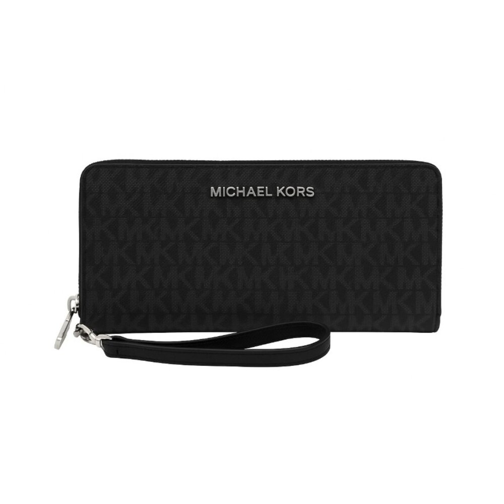 NWT Michael Kors Jet Set Travel Continental Wristlet Wallet – Black Signature